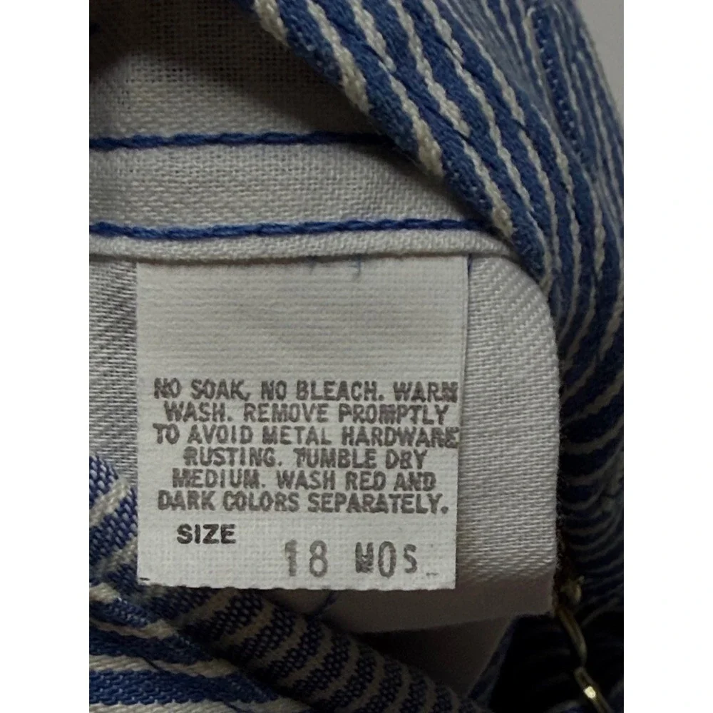 Vintage OshKosh B'Gosh Hickory Stripe Vestbak Shortalls 18 Months Made in USA